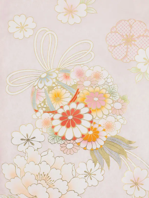 七五三レンタル(3歳女児被布)S315 【正絹】うすピンク 鞠花薬玉 牡丹