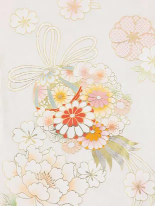 七五三レンタル(3歳女児被布)S316 【正絹】白地 鞠花薬玉 牡丹