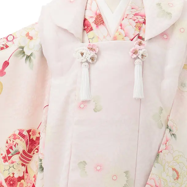 七五三(2,3歳女児被布)S346 華徒然 ピンク×クリーム 熨斗丸に菊 牡丹