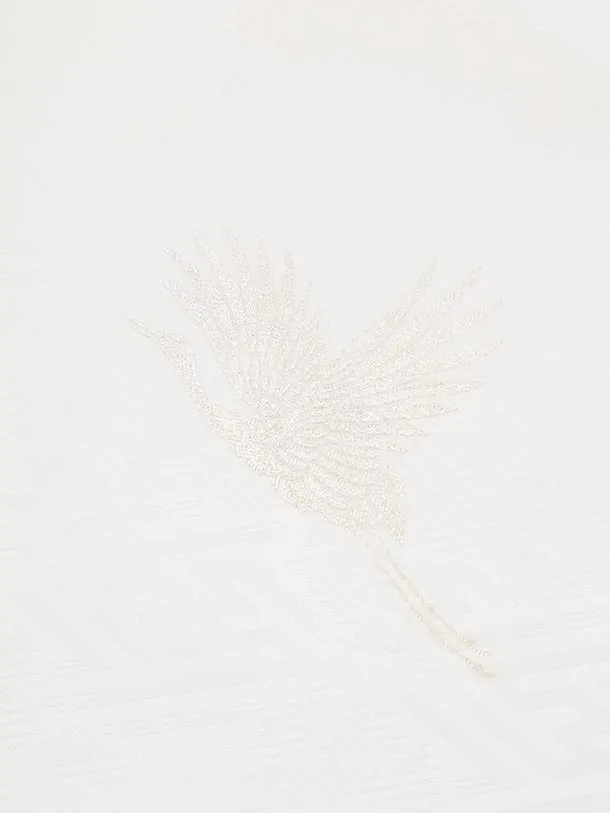 七五三レンタル(3歳被布)S358 クリーム×白 鶴 刺繍