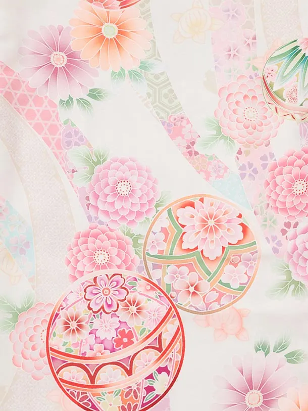 七五三レンタル(3歳被布)S360 水色 刺繍花熨斗×クリーム熨斗に鞠菊