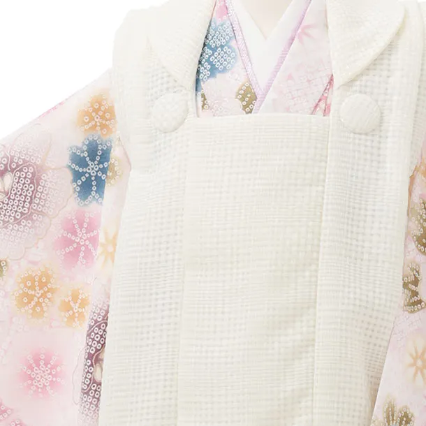 七五三レンタル(3歳被布)S379 オフホワイト×ピンク疋田柄花