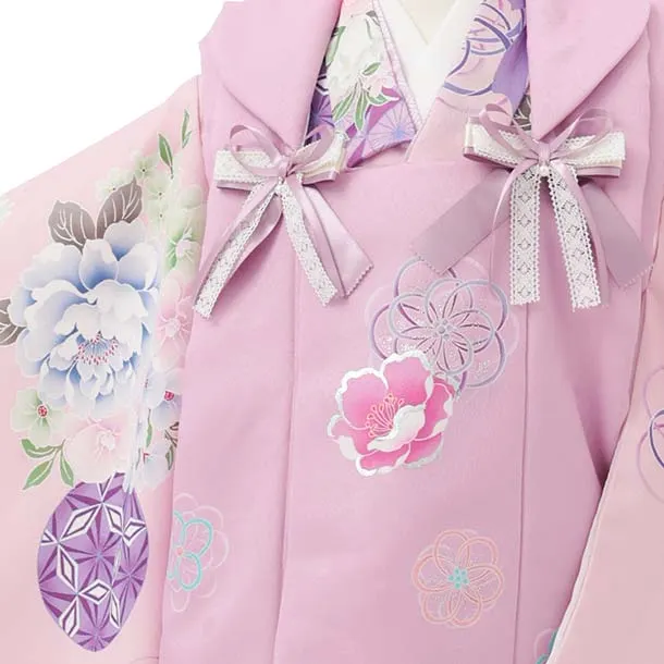 七五三レンタル(3歳被布)S395 Shinako 薄紫×ピンク花リボン