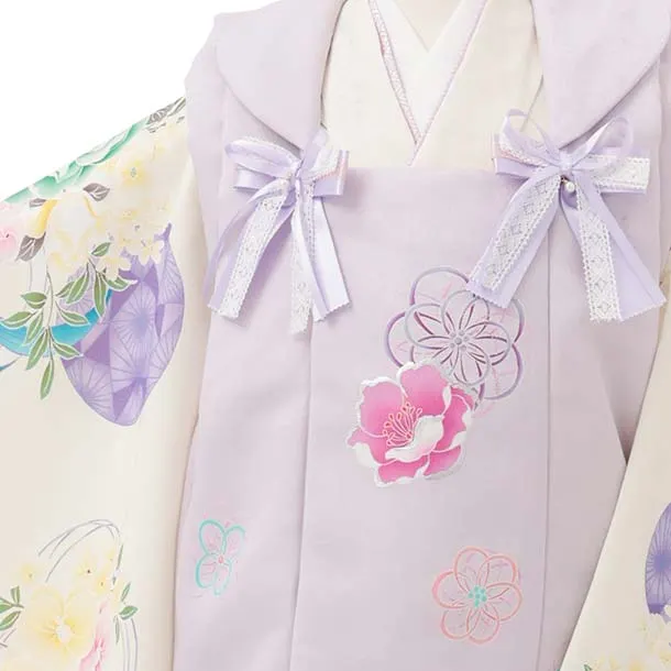 七五三レンタル(3歳被布)S400 Shinako 薄紫×クリーム花リボン