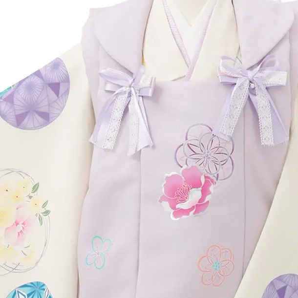 七五三レンタル(3歳被布)S401 Shinako 薄紫×クリーム花リボン