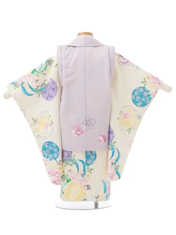 七五三レンタル(3歳被布)S402 Shinako 薄紫×クリーム花リボン