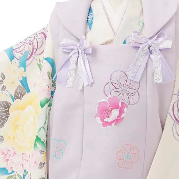 七五三レンタル(3歳被布)S402 Shinako 薄紫×クリーム花リボン