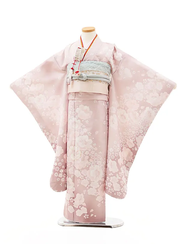 七五三(7歳結び帯)Y401 ピンクベージュ 花づくし