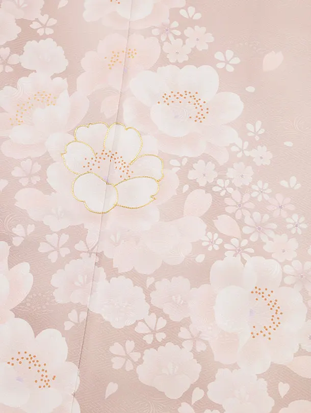 七五三(7歳結び帯)Y401 ピンクベージュ 花づくし