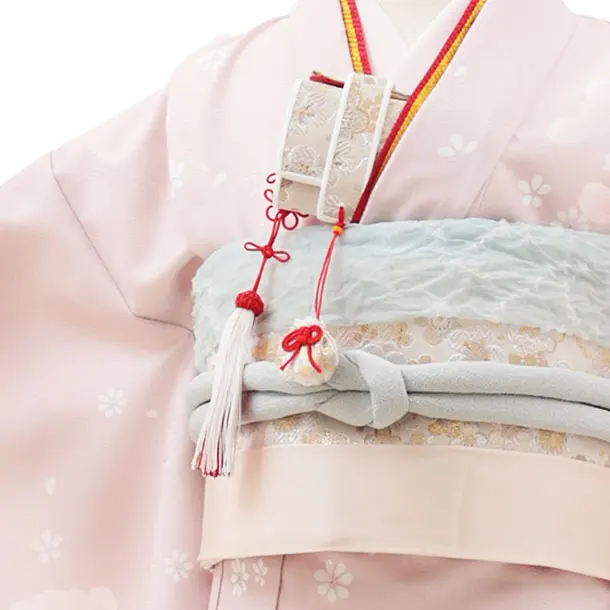 七五三(7歳結び帯)Y401 ピンクベージュ 花づくし