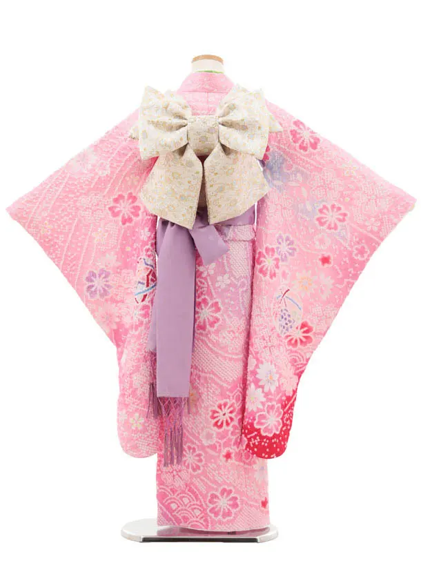 七五三(7歳結び帯)Y484 ピンクぼかし 鞠桜