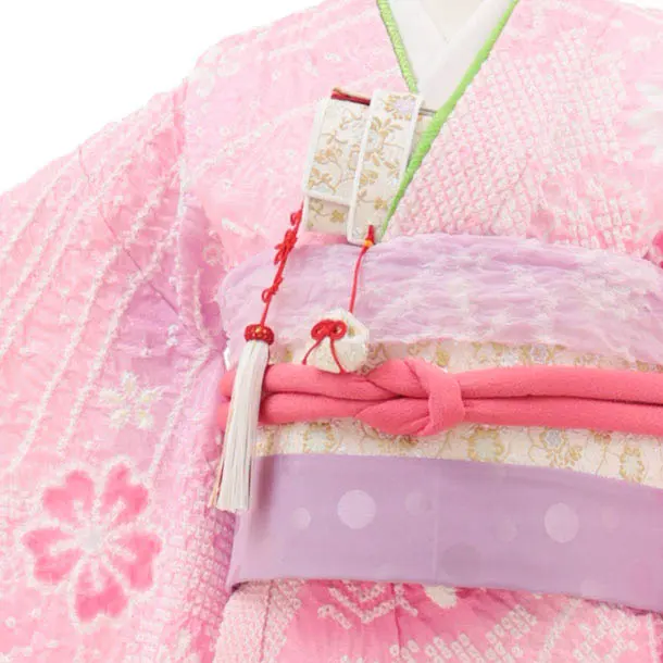 七五三(7歳結び帯)Y484 ピンクぼかし 鞠桜