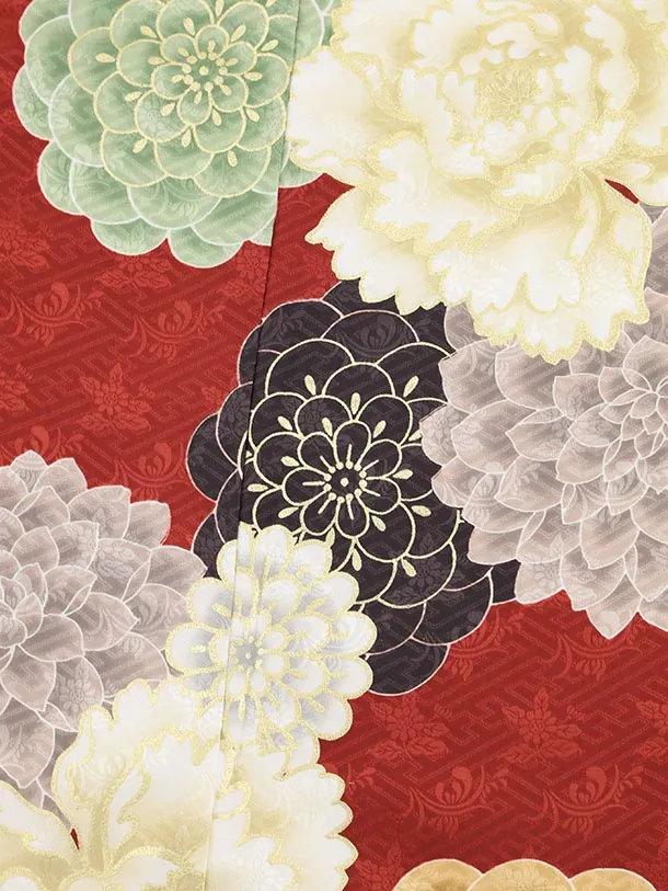 七五三(7歳結び帯)Y506 花わらべ 赤茶 古典花