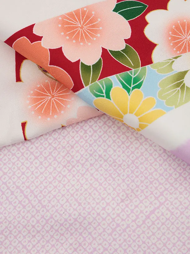 七五三(7歳結び帯)Y543【正絹】薄紫地 疋田柄 鞠 束ね熨斗