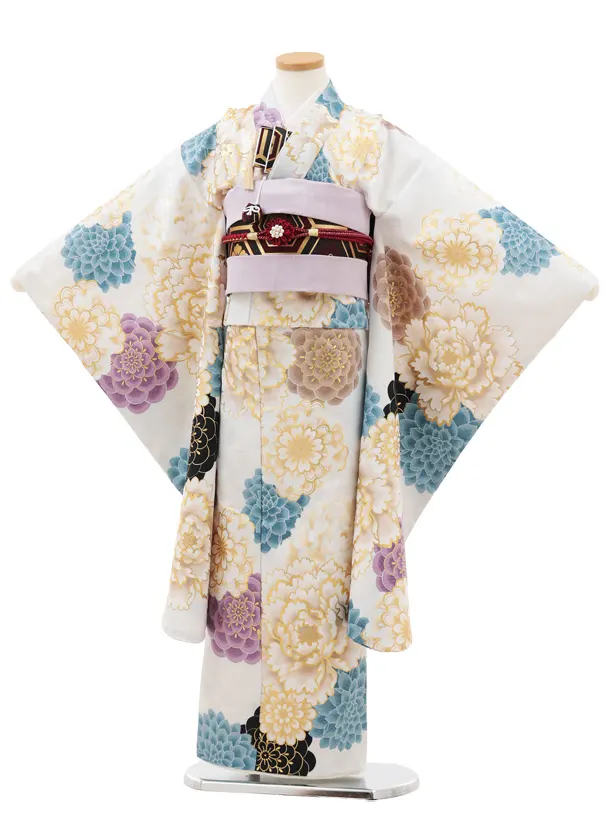七五三(7歳結び帯)Y545 花わらべ 白 古典花