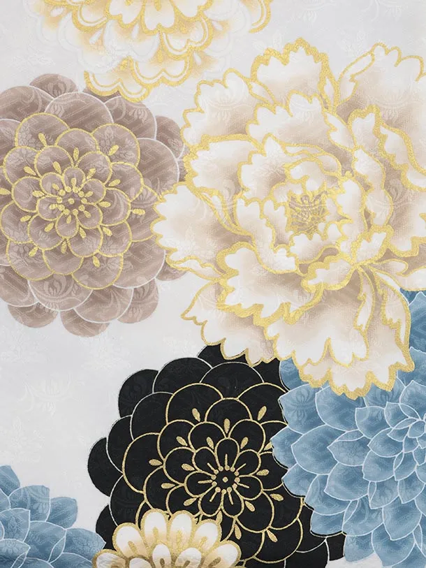 七五三(7歳結び帯)Y545 花わらべ 白 古典花