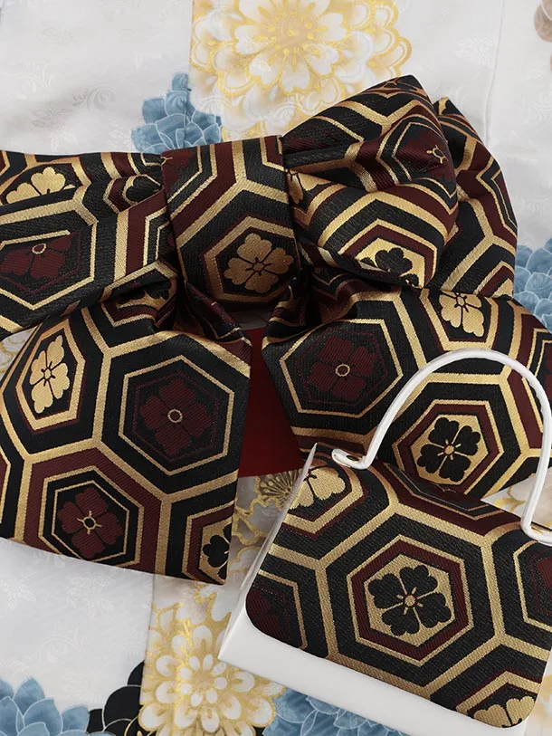 七五三(7歳結び帯)Y545 花わらべ 白 古典花