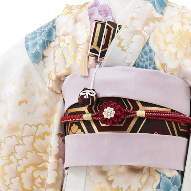 七五三(7歳結び帯)Y545 花わらべ 白 古典花