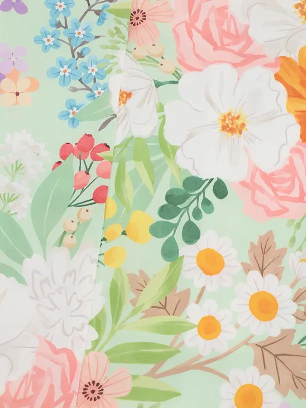 七五三(7歳結び帯)Y546 花わらべ グリーン カラフルカラー