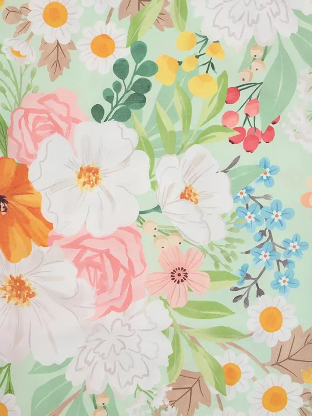 七五三(7歳結び帯)Y546 花わらべ グリーン カラフルカラー