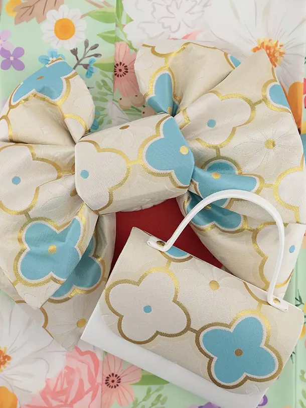 七五三(7歳結び帯)Y546 花わらべ グリーン カラフルカラー