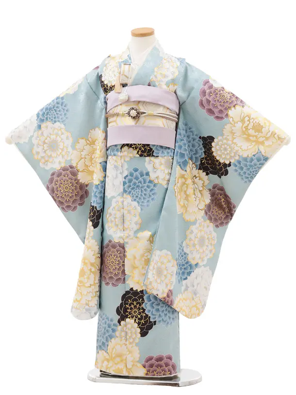 七五三(7歳結び帯)Y548 花わらべ アイスブルー 古典花