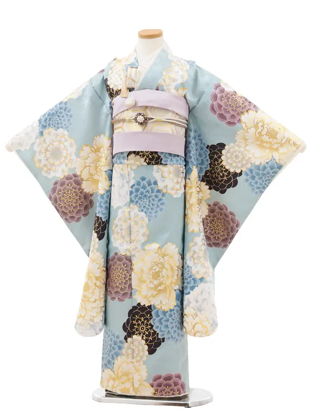 七五三(7歳結び帯)Y548 花わらべ アイスブルー 古典花