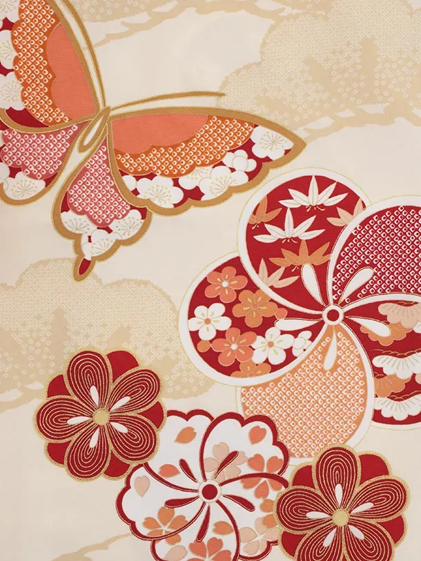 七五三(7歳結び帯)Y549 ぷちぷり クリーム ねじり梅