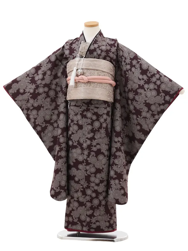 七五三(7歳結び帯)Y556 ブラウン 小花