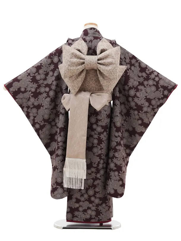 七五三(7歳結び帯)Y556 ブラウン 小花