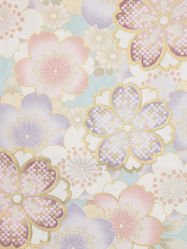 七五三(7歳結び帯)Y558 ペールブルー 桜