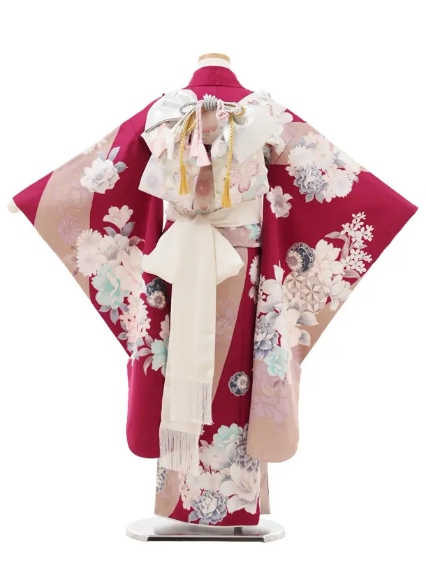 七五三(7歳結び帯)Y562 パープルグレージュ 鞠 ブーケ