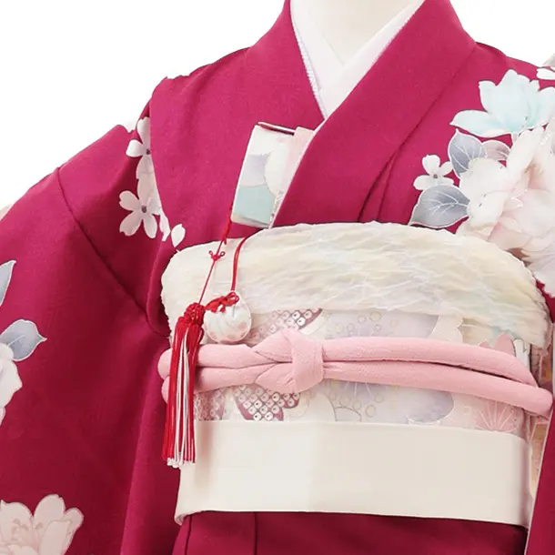 七五三(7歳結び帯)Y562 パープルグレージュ 鞠 ブーケ