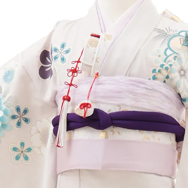 七五三(7歳結び帯)Y568 淡グレー 菊花づくし