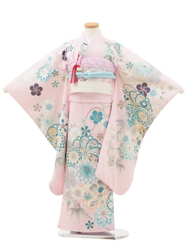 七五三(7歳結び帯)Y570 ピンク 菊花づくし