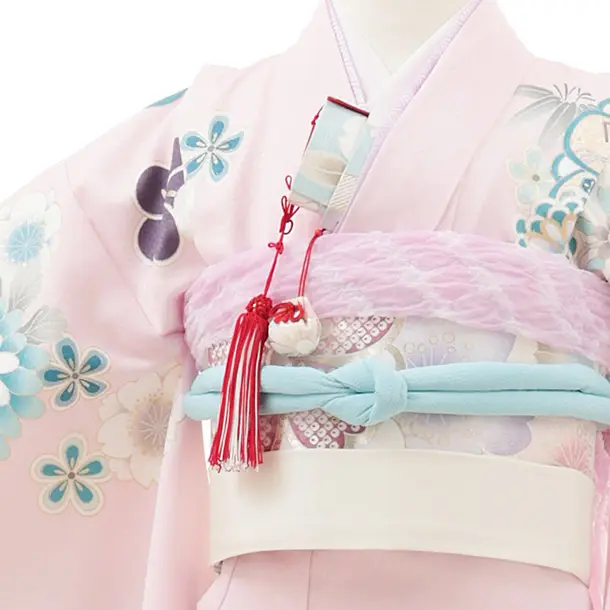七五三(7歳結び帯)Y570 ピンク 菊花づくし