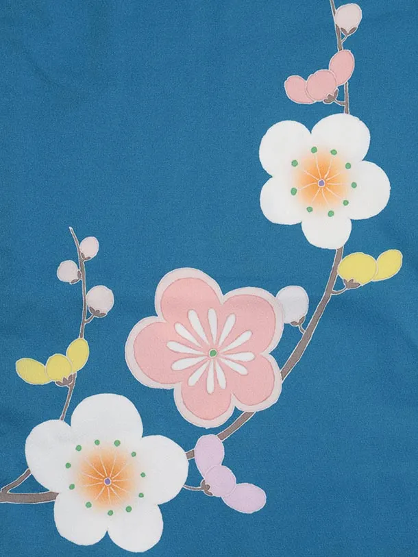 七五三(7歳結び帯)Y576 ブルー地 花車