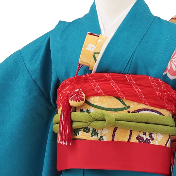 七五三(7歳結び帯)Y576 ブルー地 花車