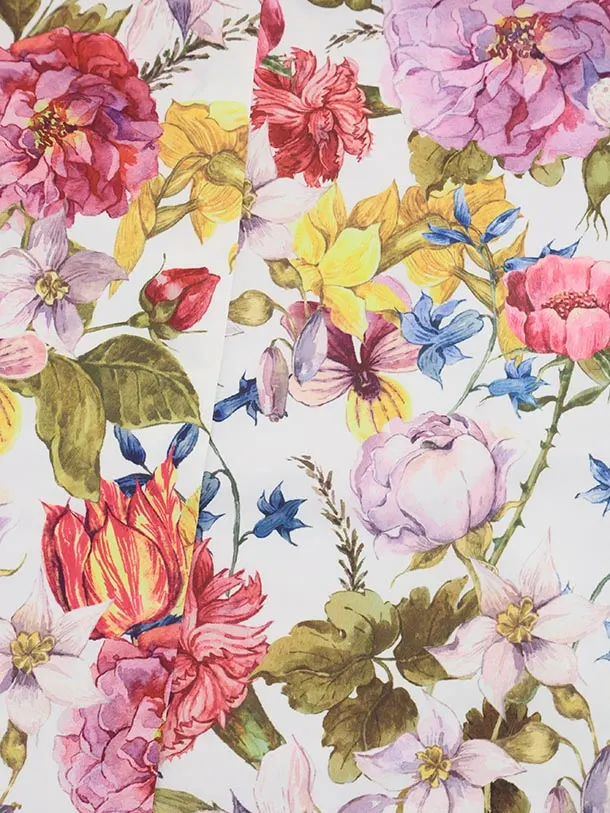 七五三(7歳結び帯)Y578 白地 フラワー