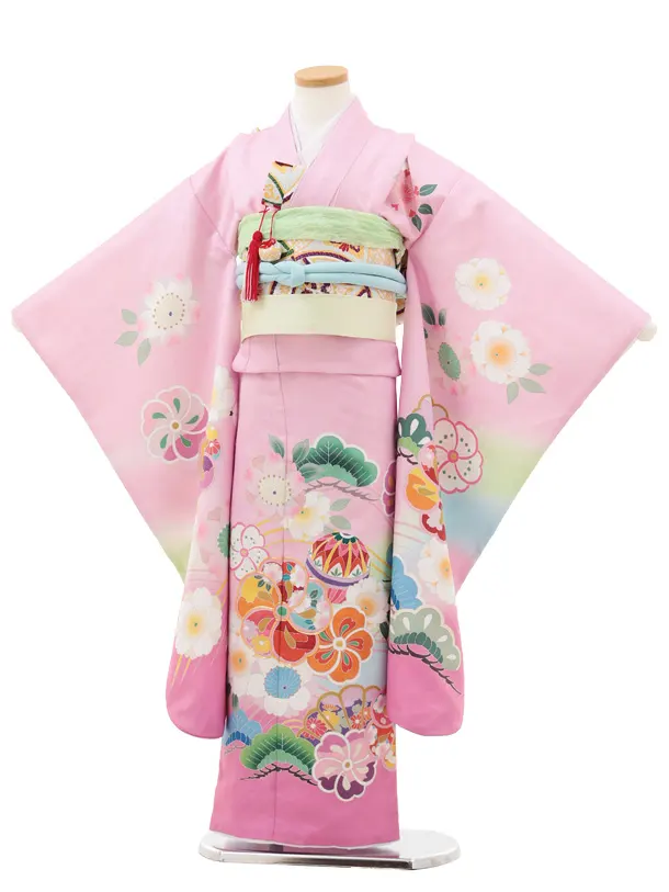 七五三(7歳結び帯)Y586 ピンクぼかし 桜