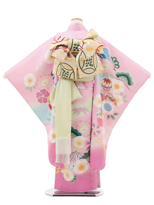 七五三(7歳結び帯)Y586 ピンクぼかし 桜