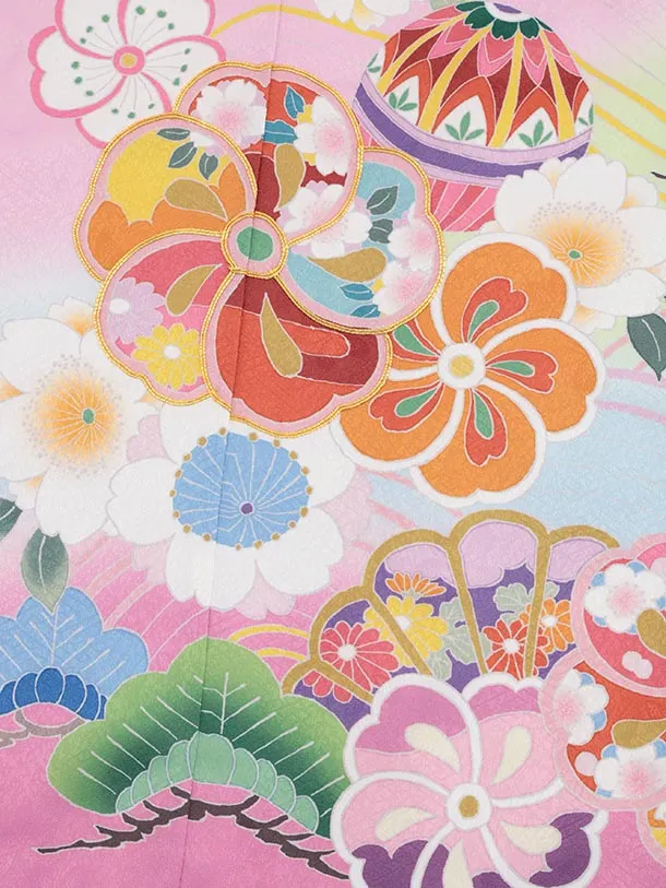 七五三(7歳結び帯)Y586 ピンクぼかし 桜
