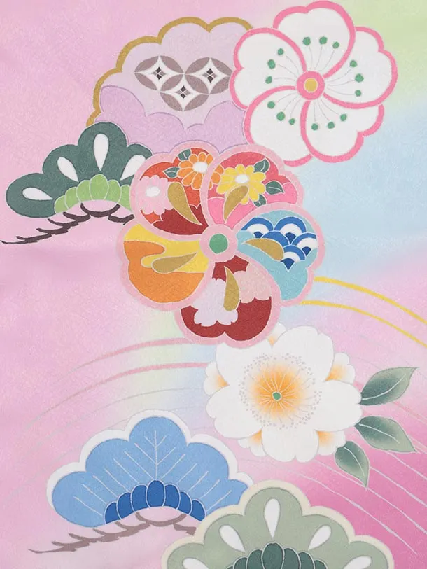 七五三(7歳結び帯)Y586 ピンクぼかし 桜