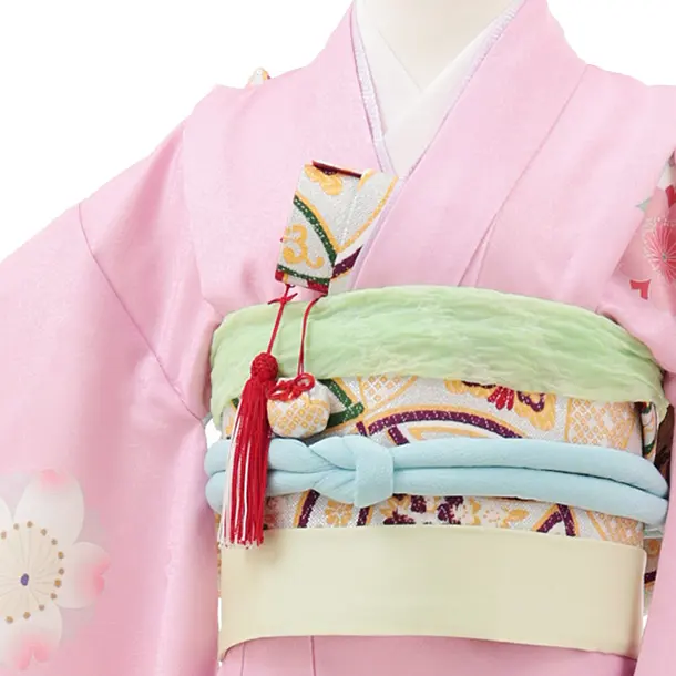 七五三(7歳結び帯)Y586 ピンクぼかし 桜