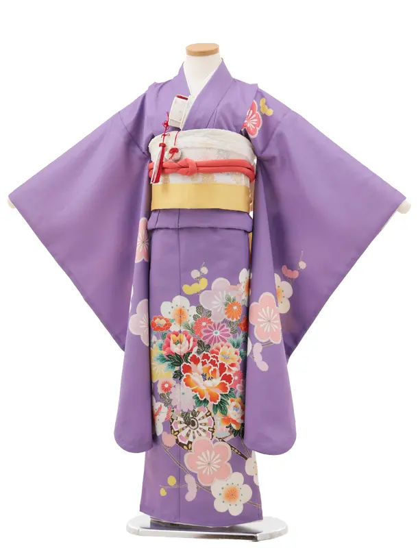 七五三(7歳結び帯)Y592 パープル地 花車