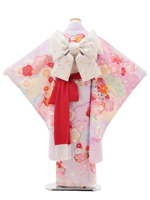 七五三(7歳結び帯)Y595 ラベンダー 松竹梅 薬玉