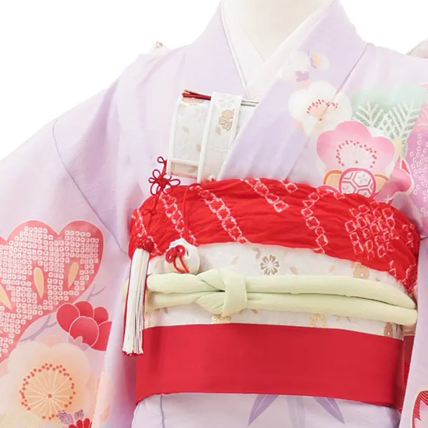 七五三(7歳結び帯)Y595 ラベンダー 松竹梅 薬玉