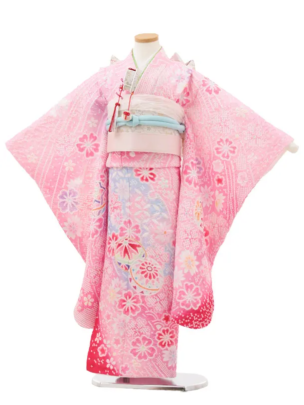 七五三(7歳結び帯)Y601 ピンクぼかし 鞠桜