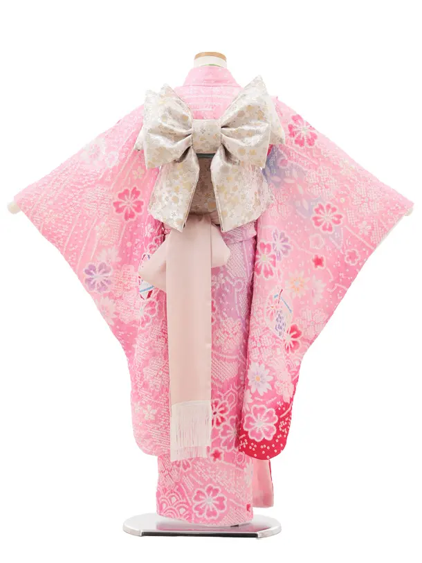 七五三(7歳結び帯)Y601 ピンクぼかし 鞠桜
