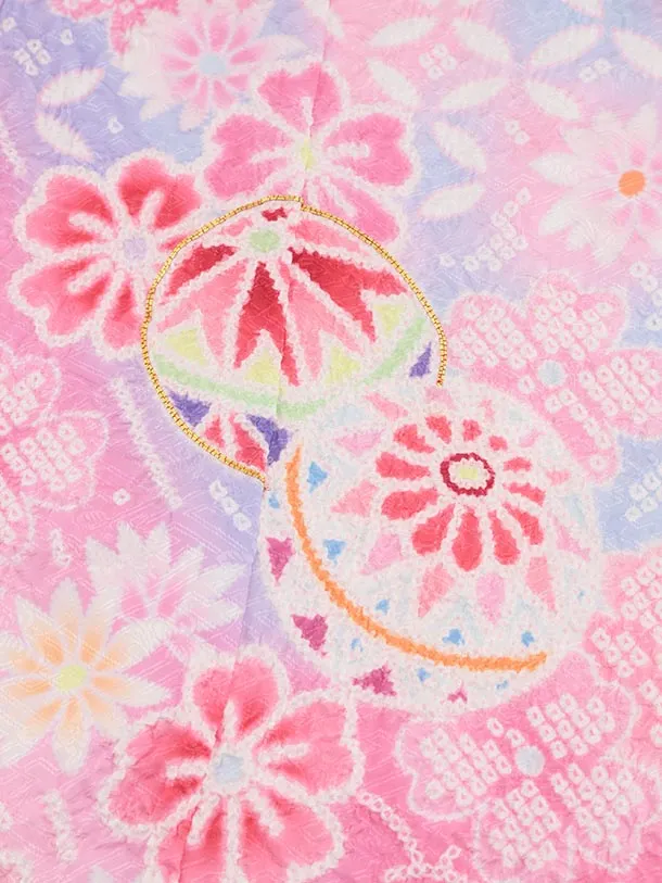 七五三(7歳結び帯)Y601 ピンクぼかし 鞠桜